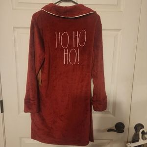 Rae Dunn | Christmas Robe Women's Size S Burgundy Ho Ho Ho Wrap Soft Fleece